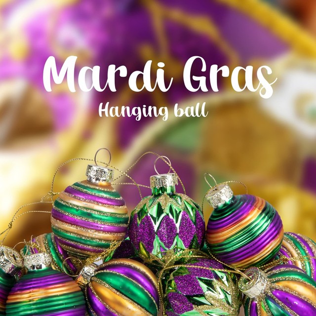 12Pcs/Box 4cm Purple Green Gold Painting Mardi Gras Ball New Year